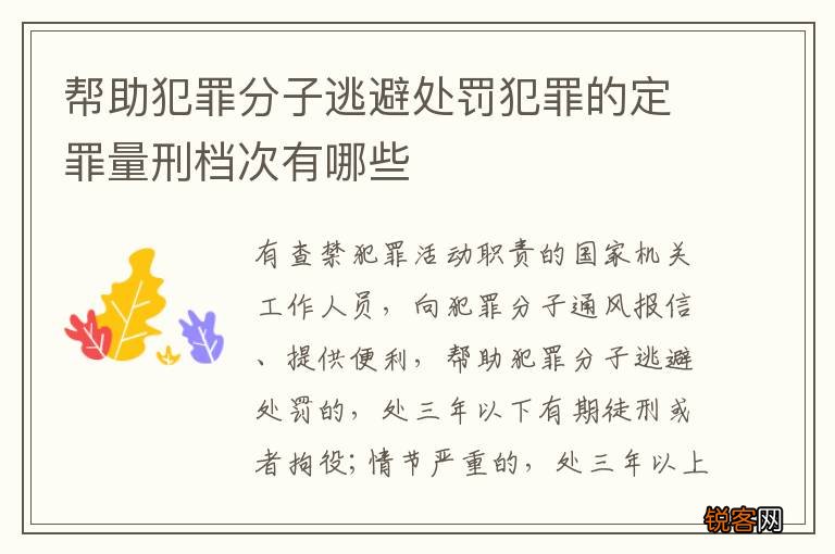帮助犯罪分子逃避处罚犯罪的定罪量刑档次有哪些