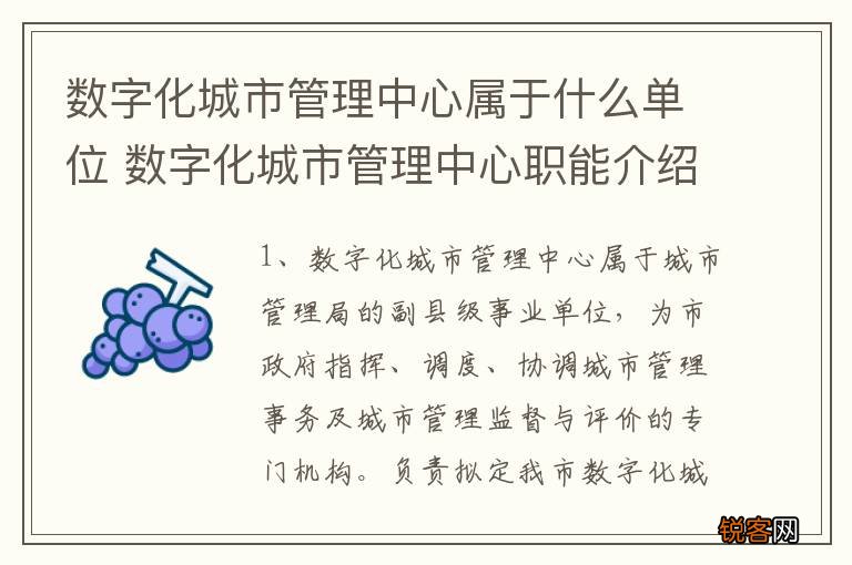 数字化城市管理中心属于什么单位 数字化城市管理中心职能介绍