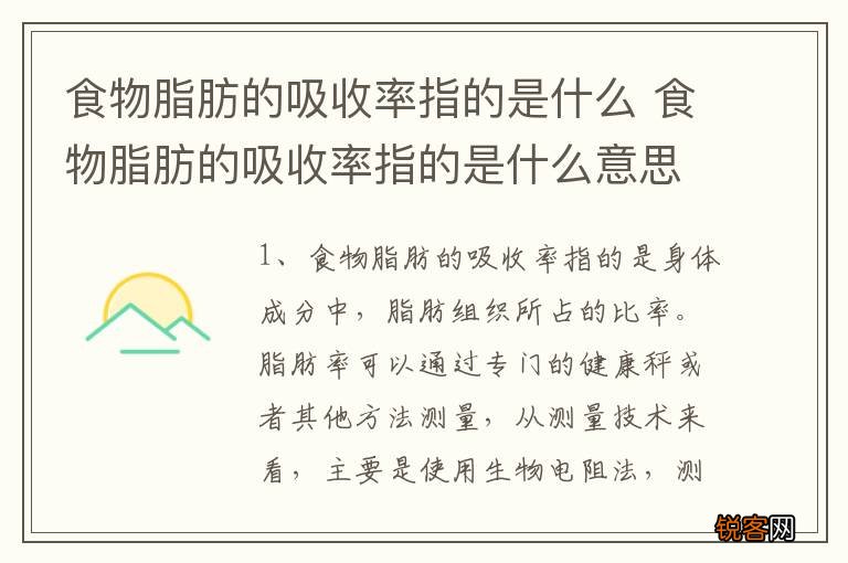 食物脂肪的吸收率指的是什么 食物脂肪的吸收率指的是什么意思