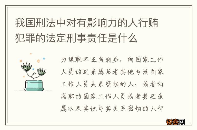 我国刑法中对有影响力的人行贿犯罪的法定刑事责任是什么