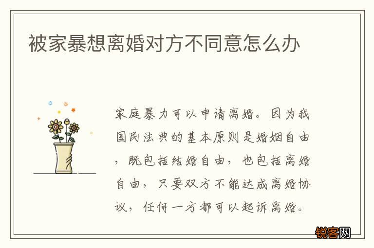 被家暴想离婚对方不同意怎么办