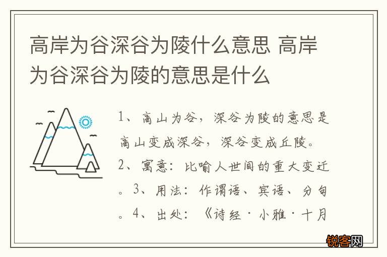 高岸为谷深谷为陵什么意思 高岸为谷深谷为陵的意思是什么