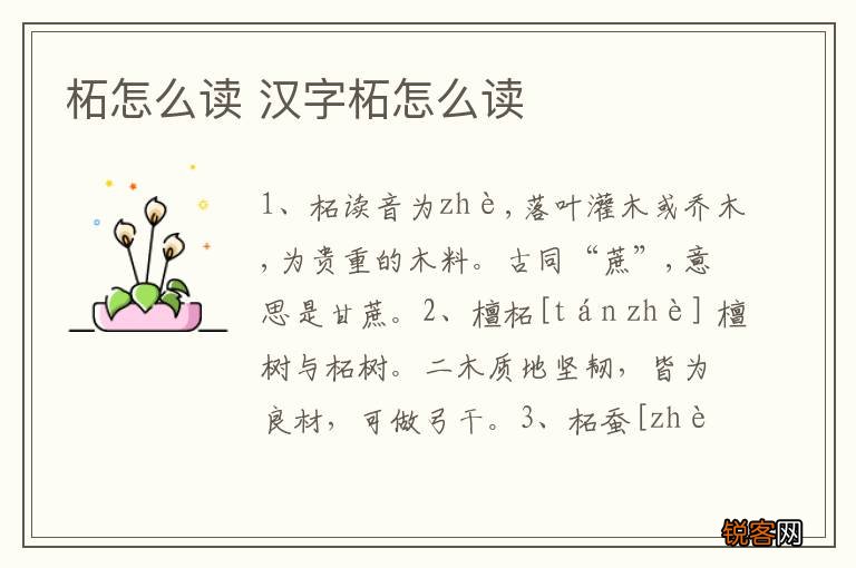柘怎么读 汉字柘怎么读