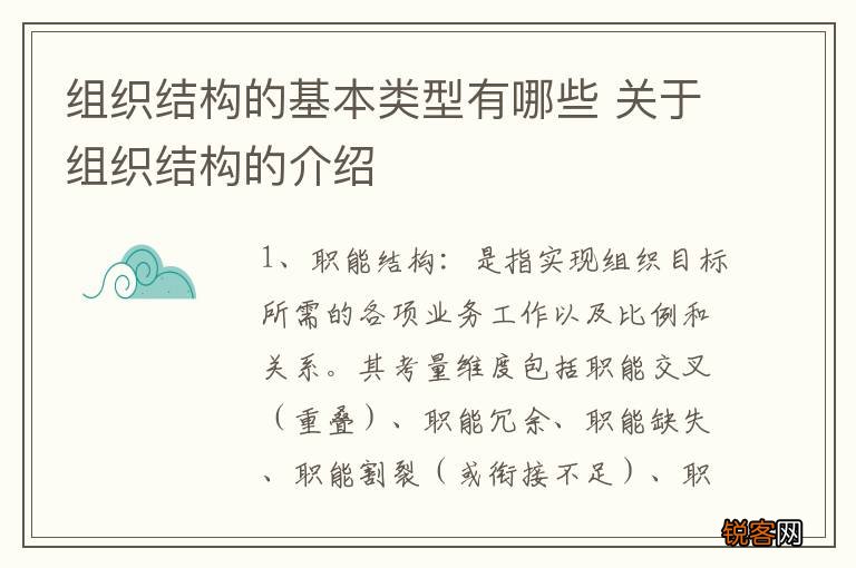 组织结构的基本类型有哪些 关于组织结构的介绍