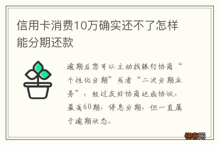 信用卡消费10万确实还不了怎样能分期还款