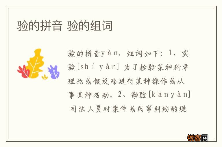 验的拼音 验的组词